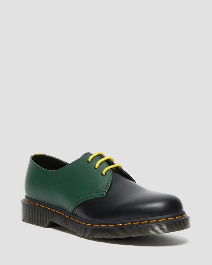 Dr Martens Womens 1461 Contrast Smooth Leather Oxfords Black - 37801IWYH